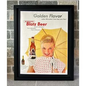 Framed 1954 Blatz Beer Milwaukee Golden Flavor Vintage Print Ad